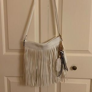 White fringe purse